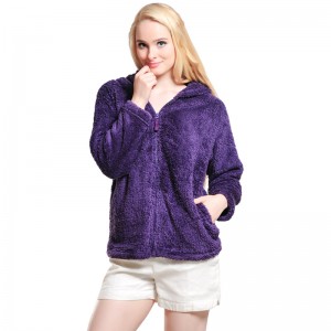 Naisten nahkahousut fleece violetti vetoketjullinen huppari